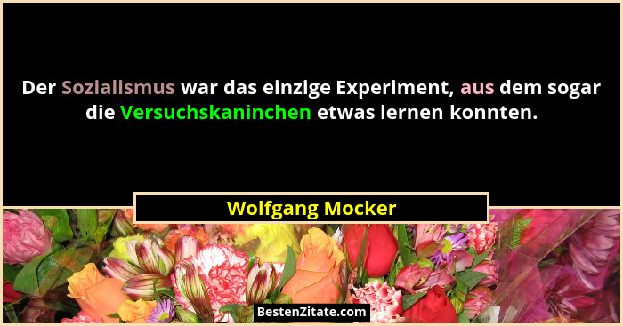 Der Sozialismus war das einzige Experiment, aus dem sogar die Versuchskaninchen etwas lernen konnten.... - Wolfgang Mocker
