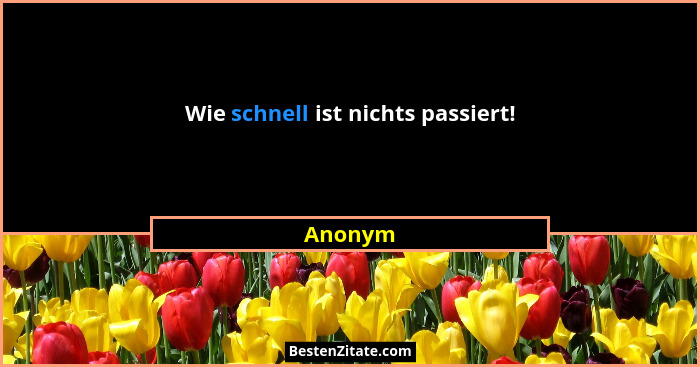Wie schnell ist nichts passiert!... - Anonym