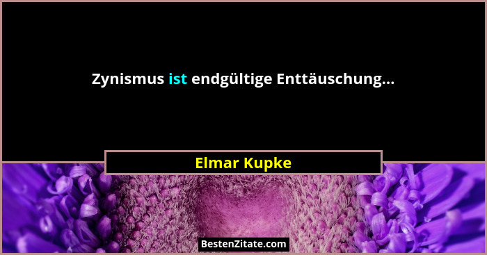 Zynismus ist endgültige Enttäuschung...... - Elmar Kupke