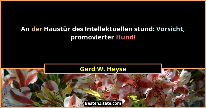 An der Haustür des Intellektuellen stund: Vorsicht, promovierter Hund!... - Gerd W. Heyse