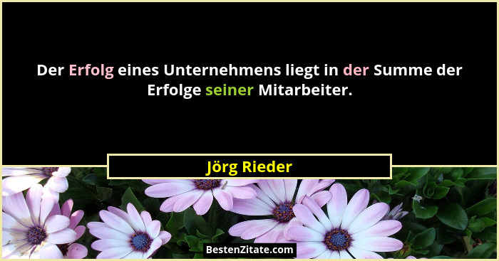 Der Erfolg eines Unternehmens liegt in der Summe der Erfolge seiner Mitarbeiter.... - Jörg Rieder