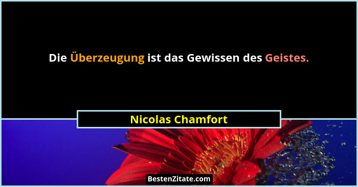 Die Überzeugung ist das Gewissen des Geistes.... - Nicolas Chamfort