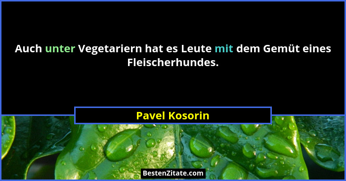 Auch unter Vegetariern hat es Leute mit dem Gemüt eines Fleischerhundes.... - Pavel Kosorin