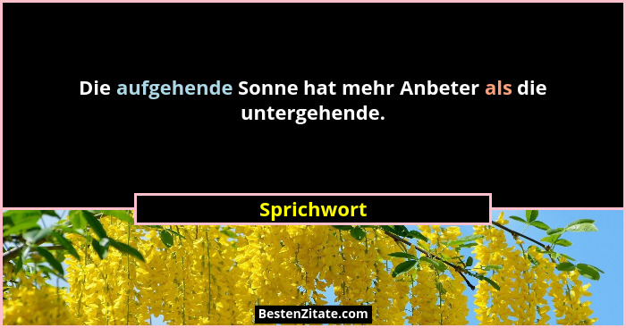 Die aufgehende Sonne hat mehr Anbeter als die untergehende.... - Sprichwort