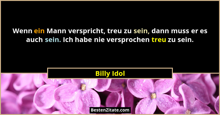Wenn ein Mann verspricht, treu zu sein, dann muss er es auch sein. Ich habe nie versprochen treu zu sein.... - Billy Idol