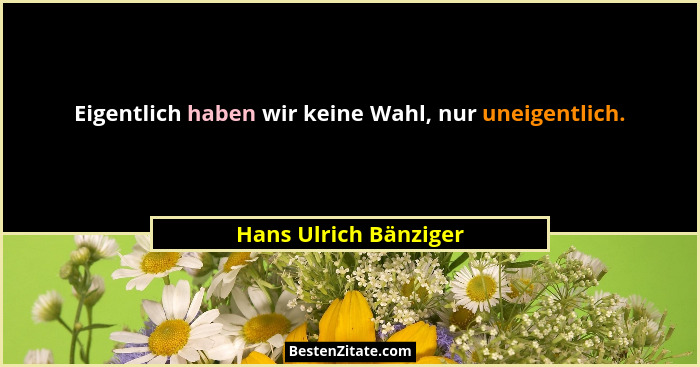 Eigentlich haben wir keine Wahl, nur uneigentlich.... - Hans Ulrich Bänziger