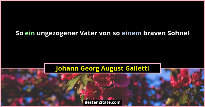 So ein ungezogener Vater von so einem braven Sohne!... - Johann Georg August Galletti