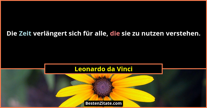 Die Zeit verlängert sich für alle, die sie zu nutzen verstehen.... - Leonardo da Vinci