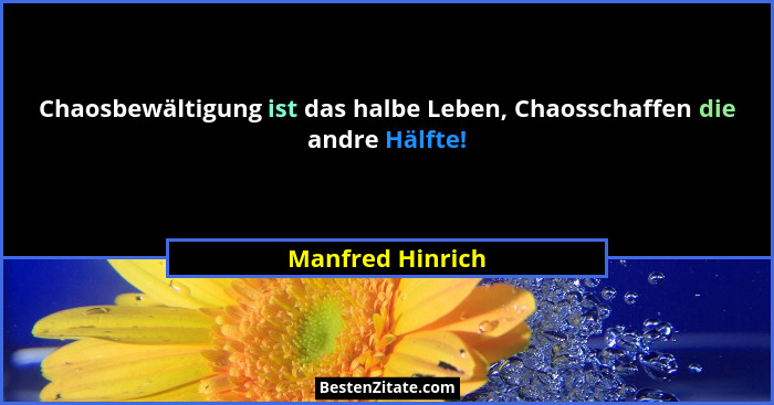 Chaosbewältigung ist das halbe Leben, Chaosschaffen die andre Hälfte!... - Manfred Hinrich