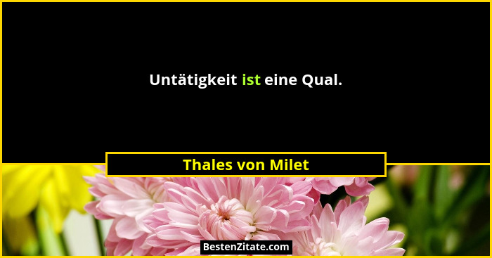 Untätigkeit ist eine Qual.... - Thales von Milet