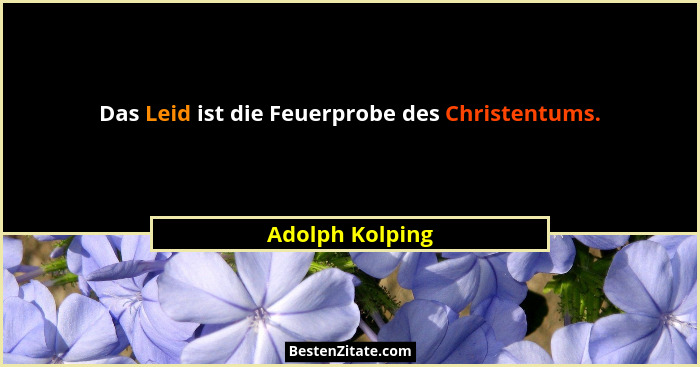 Das Leid ist die Feuerprobe des Christentums.... - Adolph Kolping