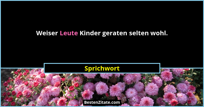 Weiser Leute Kinder geraten selten wohl.... - Sprichwort