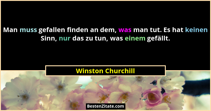 Man muss gefallen finden an dem, was man tut. Es hat keinen Sinn, nur das zu tun, was einem gefällt.... - Winston Churchill
