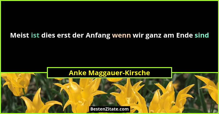 Meist ist dies erst der Anfang wenn wir ganz am Ende sind... - Anke Maggauer-Kirsche