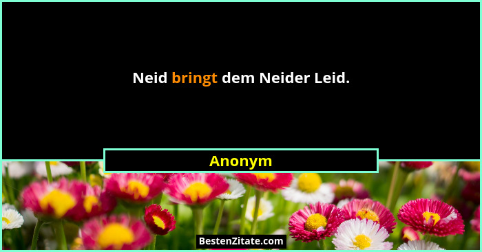 Neid bringt dem Neider Leid.... - Anonym