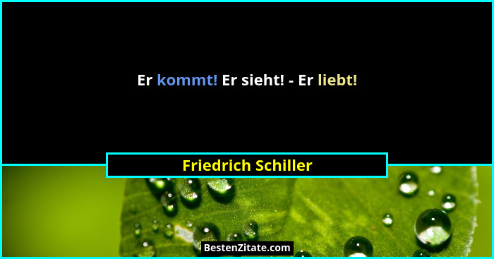 Er kommt! Er sieht! - Er liebt!... - Friedrich Schiller