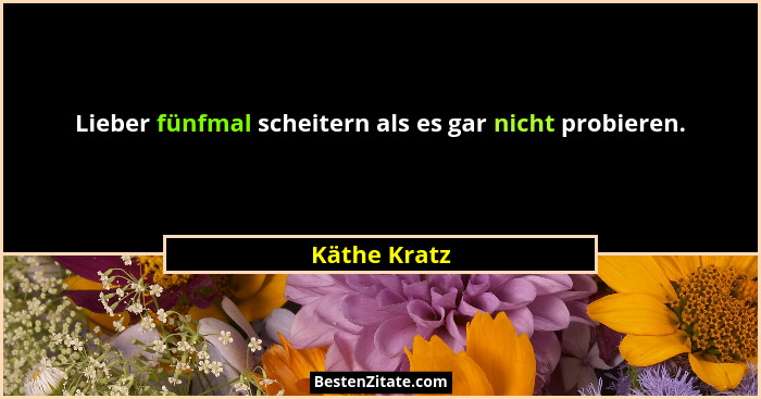 Lieber fünfmal scheitern als es gar nicht probieren.... - Käthe Kratz