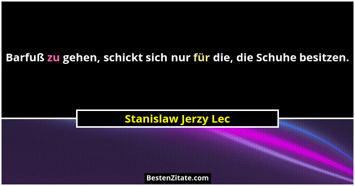Barfuß zu gehen, schickt sich nur für die, die Schuhe besitzen.... - Stanislaw Jerzy Lec