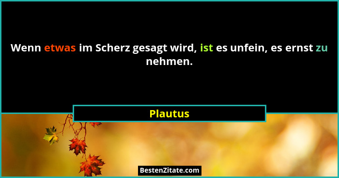 Wenn etwas im Scherz gesagt wird, ist es unfein, es ernst zu nehmen.... - Plautus