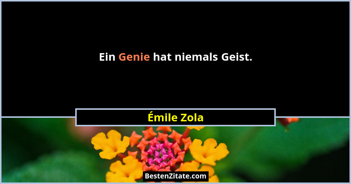 Ein Genie hat niemals Geist.... - Émile Zola