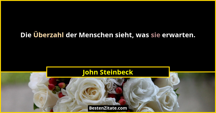 Die Überzahl der Menschen sieht, was sie erwarten.... - John Steinbeck