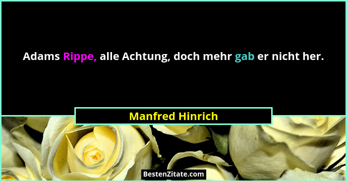 Adams Rippe, alle Achtung, doch mehr gab er nicht her.... - Manfred Hinrich