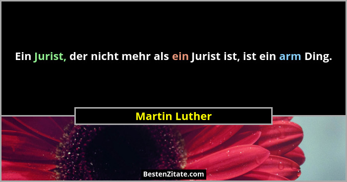 Ein Jurist, der nicht mehr als ein Jurist ist, ist ein arm Ding.... - Martin Luther