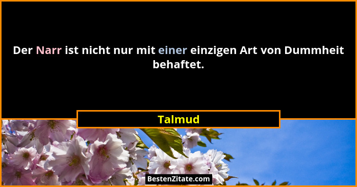 Der Narr ist nicht nur mit einer einzigen Art von Dummheit behaftet.... - Talmud