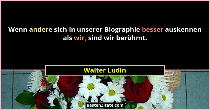 Wenn andere sich in unserer Biographie besser auskennen als wir, sind wir berühmt.... - Walter Ludin