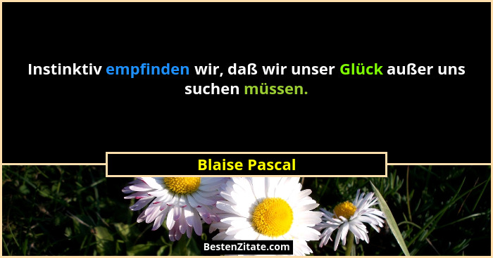 Instinktiv empfinden wir, daß wir unser Glück außer uns suchen müssen.... - Blaise Pascal