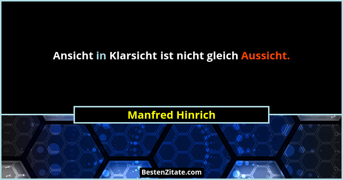 Ansicht in Klarsicht ist nicht gleich Aussicht.... - Manfred Hinrich