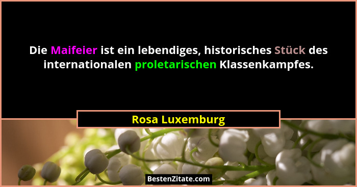 Die Maifeier ist ein lebendiges, historisches Stück des internationalen proletarischen Klassenkampfes.... - Rosa Luxemburg