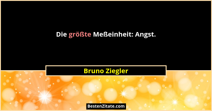 Die größte Meßeinheit: Angst.... - Bruno Ziegler