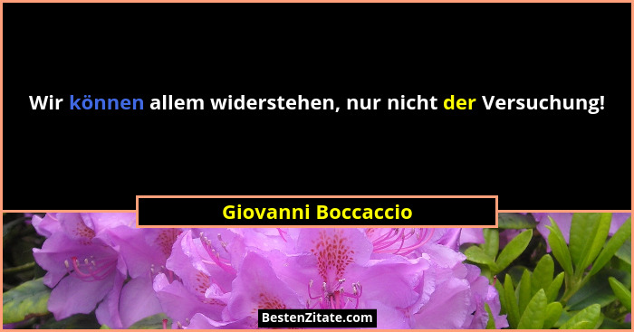 Wir können allem widerstehen, nur nicht der Versuchung!... - Giovanni Boccaccio