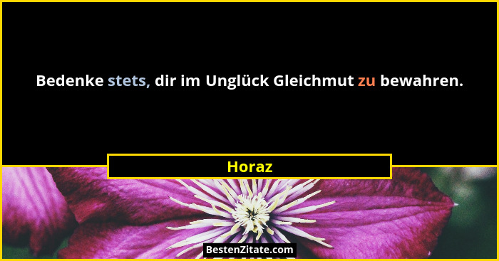Bedenke stets, dir im Unglück Gleichmut zu bewahren.... - Horaz