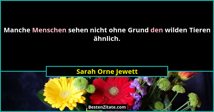 Manche Menschen sehen nicht ohne Grund den wilden Tieren ähnlich.... - Sarah Orne Jewett
