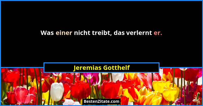 Was einer nicht treibt, das verlernt er.... - Jeremias Gotthelf
