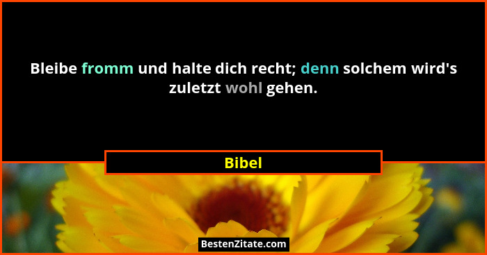 Bleibe fromm und halte dich recht; denn solchem wird's zuletzt wohl gehen.... - Bibel