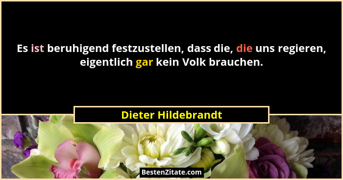 Es ist beruhigend festzustellen, dass die, die uns regieren, eigentlich gar kein Volk brauchen.... - Dieter Hildebrandt