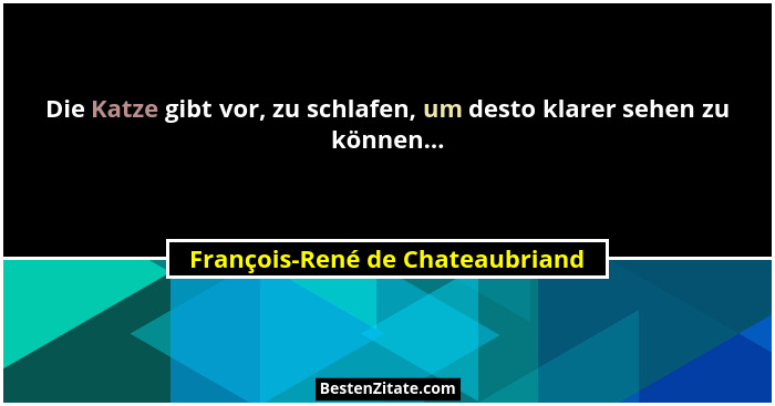 Die Katze gibt vor, zu schlafen, um desto klarer sehen zu können...... - François-René de Chateaubriand