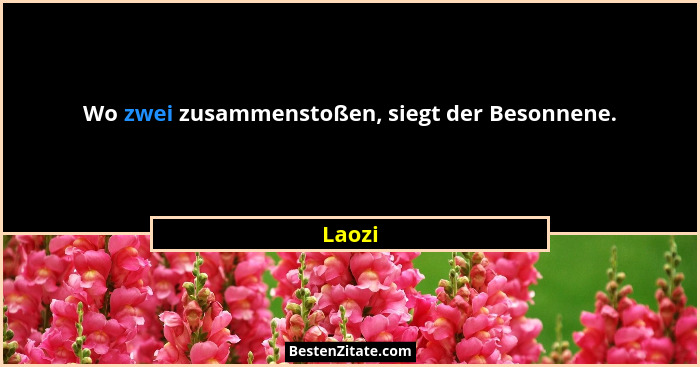 Wo zwei zusammenstoßen, siegt der Besonnene.... - Laozi