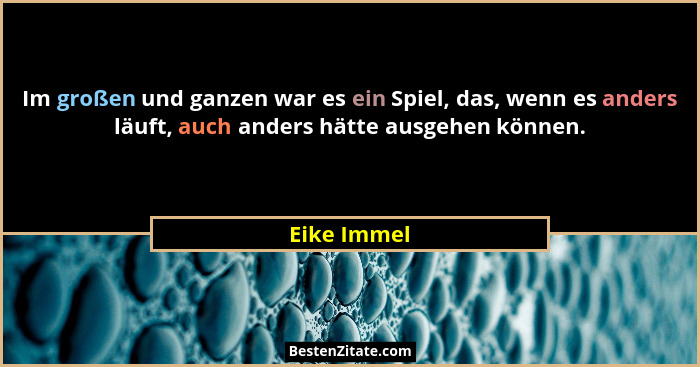Im großen und ganzen war es ein Spiel, das, wenn es anders läuft, auch anders hätte ausgehen können.... - Eike Immel