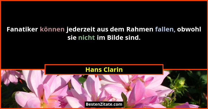 Fanatiker können jederzeit aus dem Rahmen fallen, obwohl sie nicht im Bilde sind.... - Hans Clarin