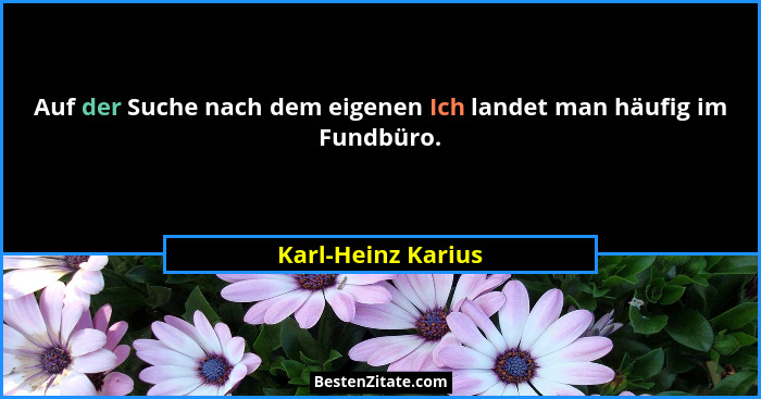 Auf der Suche nach dem eigenen Ich landet man häufig im Fundbüro.... - Karl-Heinz Karius