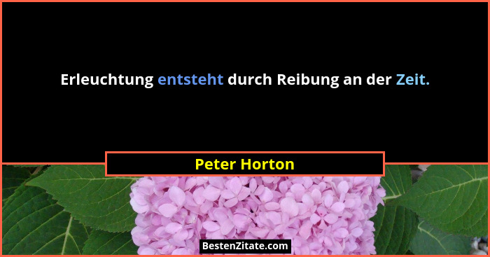 Erleuchtung entsteht durch Reibung an der Zeit.... - Peter Horton