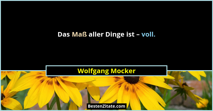 Das Maß aller Dinge ist – voll.... - Wolfgang Mocker