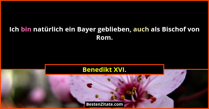 Ich bin natürlich ein Bayer geblieben, auch als Bischof von Rom.... - Benedikt XVI.