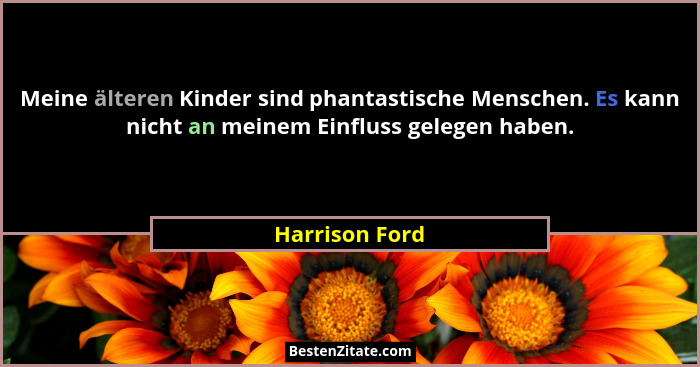Meine älteren Kinder sind phantastische Menschen. Es kann nicht an meinem Einfluss gelegen haben.... - Harrison Ford
