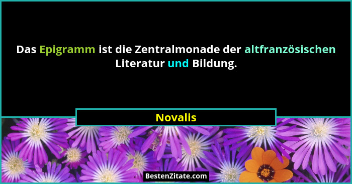 Das Epigramm ist die Zentralmonade der altfranzösischen Literatur und Bildung.... - Novalis