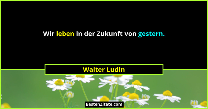 Wir leben in der Zukunft von gestern.... - Walter Ludin